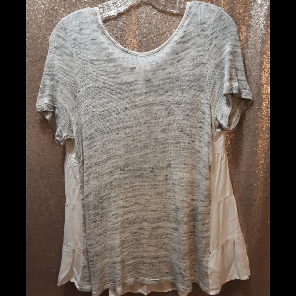 Ro&De Junior’s SS Sweater with Tiered Relaxed Back Blouse
